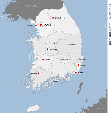 Jeonju South Korea Map South Korea Country Map Background Vector Template - Stock Illustration  [57051371] - Pixta