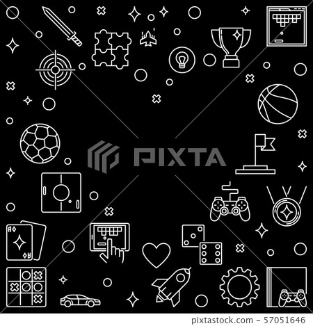 Frame with Video Game outline icons in Heart shape Frame with Video Game outline icons in Heart shape 57051646