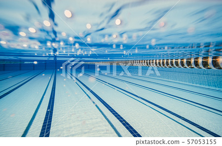 Olympic Swimming pool under water background. 57053155