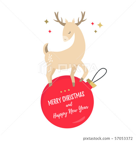 Christmas card with a reindeer. Holiday greetings 57053372