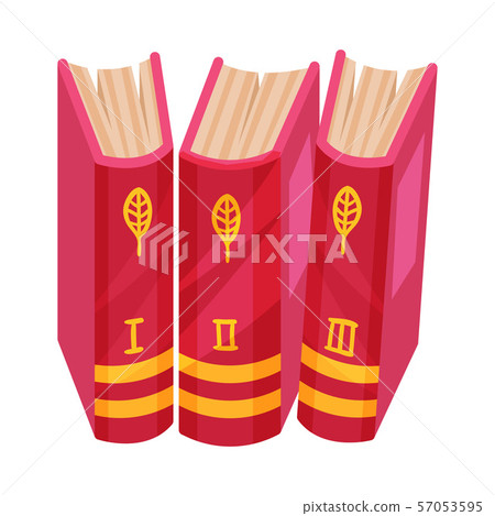 Three red red books stand. Vector illustration on a white background. 57053595