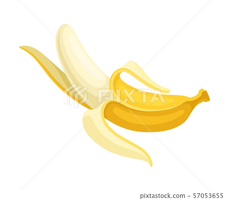 Ripe peeled banana. Vector illustration on a white background. 57053655