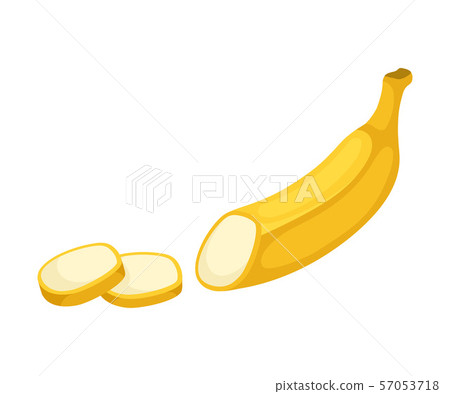 Piece of banana in a peel. Vector illustration on a white background. 57053718