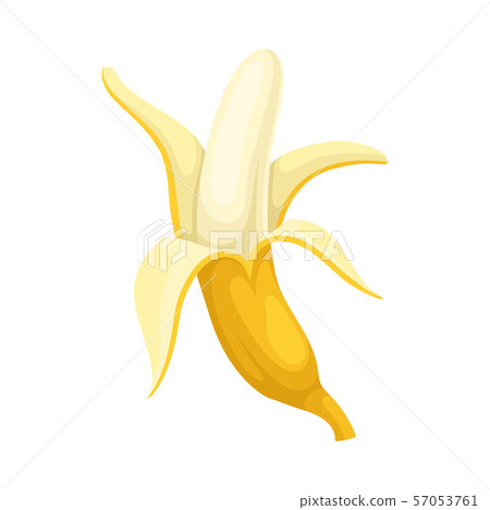 Banana half peeled. Vector illustration on a white background. Banana half peeled. Vector illustration on a white background. 57053761