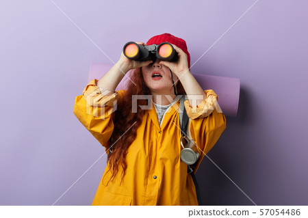 awesome curious traveler watching flying unusual birds in the sky awesome curious traveler watching flying unusual birds in the sky 57054486