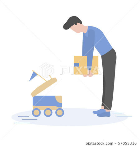 Robotic express delivery service Man sends box 57055316