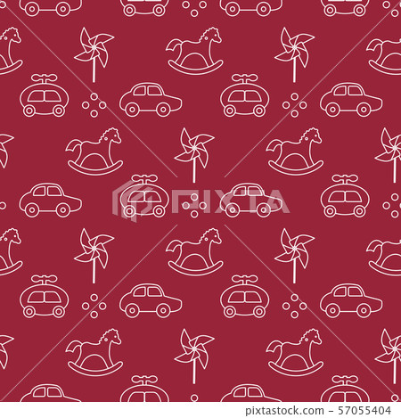 Vector seamless pattern with kids toys Childhood - Stock Illustration ...