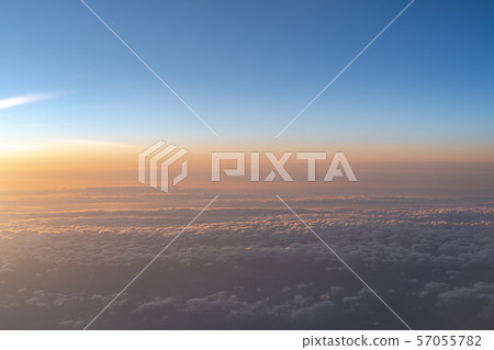 View of dark blue sky horizon in sun rise time  57055782