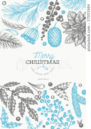 Christmas Banner Template Vector Hand Drawn Stock Illustration