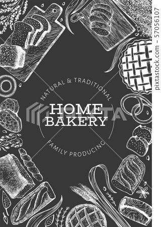Bread and pastry banner. Vector bakery hand drawn - Stock Illustration ...