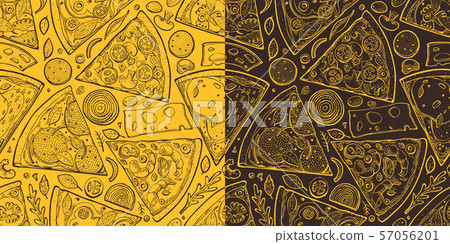 Pizza slices seamless pattern. Hand drawn vector Pizza slices seamless pattern. Hand drawn vector 57056201