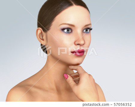 Beauty Woman face Portrait. Beautiful model Girl with Perfect Fresh Clean Skin color 3D Illustration Beauty Woman face Portrait. Beautiful model Girl with Perfect Fresh Clean Skin color 3D Illustration 57056352