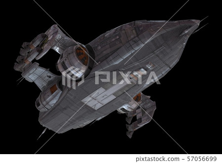 Spaceship isolated on a black background 3d... - Stock Illustration ...
