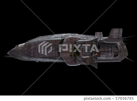Spaceship isolated on a black background 3d... - Stock Illustration ...