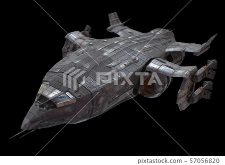 Spaceship isolated on a black background 3d... - Stock Illustration ...