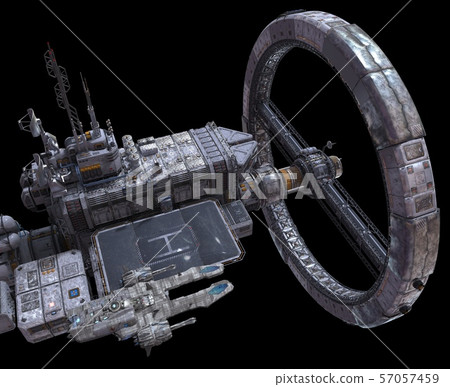 Future Space Station Isolated on Black Background 3D Illustration Future Space Station Isolated on Black Background 3D Illustration 57057459