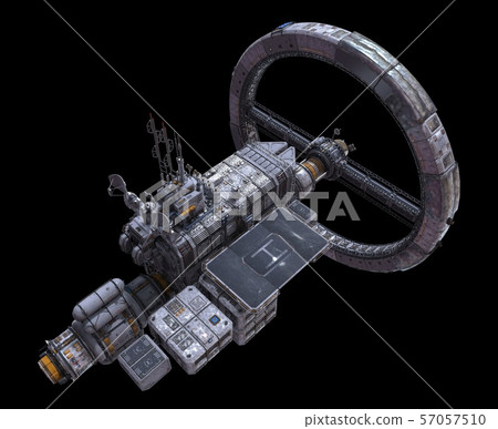 Future Space Station Isolated on Black Background 3D Illustration Future Space Station Isolated on Black Background 3D Illustration 57057510