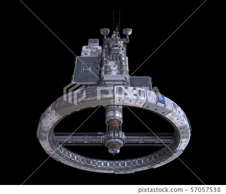Future Space Station Isolated on Black Background 3D Illustration Future Space Station Isolated on Black Background 3D Illustration 57057538