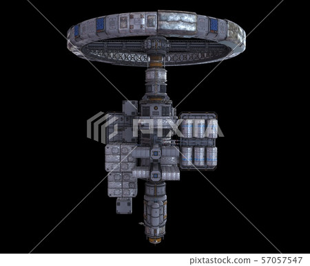 Future Space Station Isolated on Black Background 3D Illustration Future Space Station Isolated on Black Background 3D Illustration 57057547