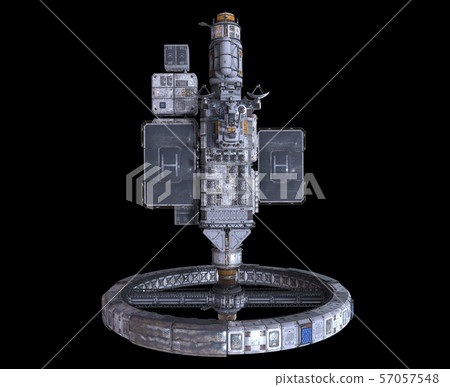 Future Space Station Isolated on Black Background 3D Illustration Future Space Station Isolated on Black Background 3D Illustration 57057548