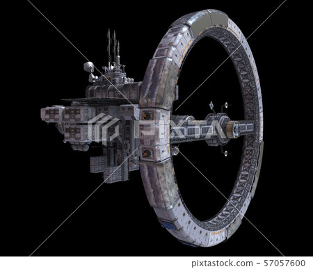 Future Space Station Isolated on Black Background 3D Illustration Future Space Station Isolated on Black Background 3D Illustration 57057600