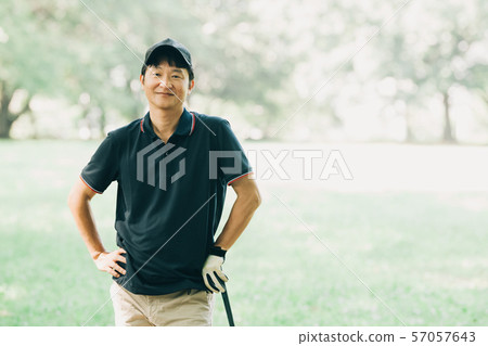 Golf Sport Hobby Leisure Japanese middle man Fresh green Early summer 57057643