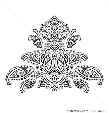 Vector Indian rug paisley ornament pattern design. 57058712