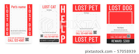 Lost cat pr dog poster, missing pet banner Lost cat pr dog poster, missing pet banner 57058939