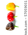 fresh colorful habanero chili peppers isolated on 57059031