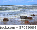 baltic sea beach in stormy weather with sea waves 57059094