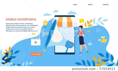 Advertising Banner is Written Mobile Advertising. 57059413