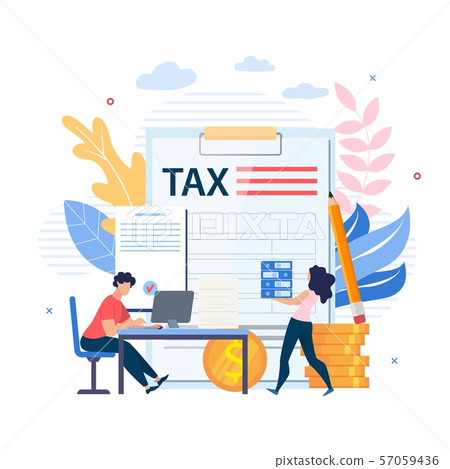 Bright Poster Inscription on Document Tax Flat. 57059436