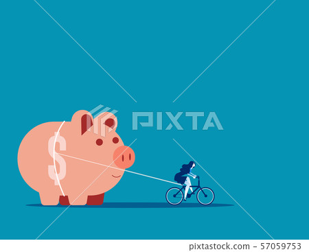 Businesswoman and piggy bank. Concept business - Stock Illustration ...