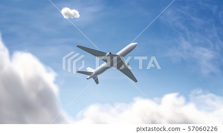 Download Blank White Airplane Mockup On Sky Background Stock Illustration 57060226 Pixta