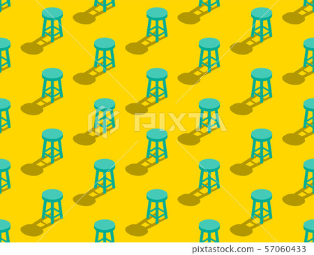 Wooden Stool 3D isometric seamless pattern, Furniture lifestyle concept poster and banner square design illustration isolated on yellow background with copy space, vector eps 10 57060433
