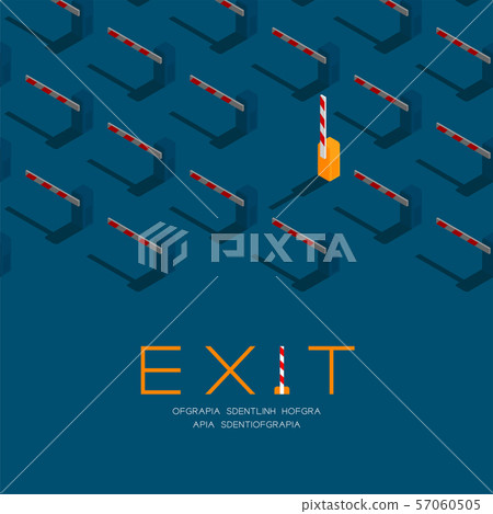 Barrier Gate Car Parking 3d Isometric Pattern Stock