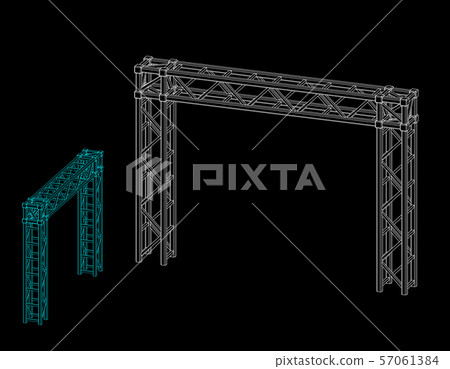 Truss construction. Isolated on black background. Truss construction. Isolated on black background. 57061384