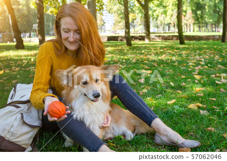 girl and dog 57062046
