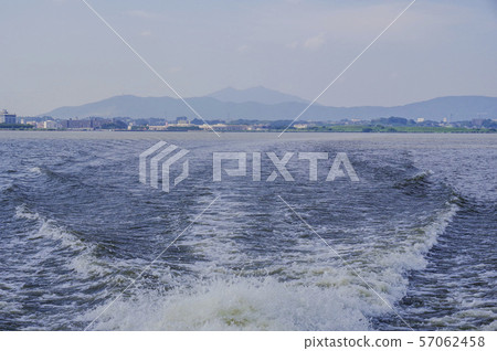 Mount Tsukuba seen from a sightseeing boat in Kasumigaura Mount Tsukuba seen from a sightseeing boat in Kasumigaura 57062458