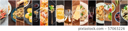 Italian Food Collage. A panorama of various dishes 57063226