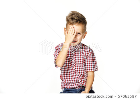 handsome boy in shirt on white background handsome boy in shirt on white background 57063587