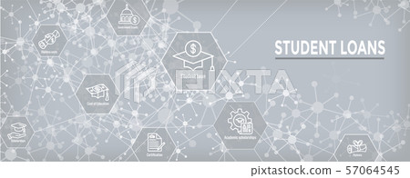 Student Loans Icon Set with Web Header Banner 57064545