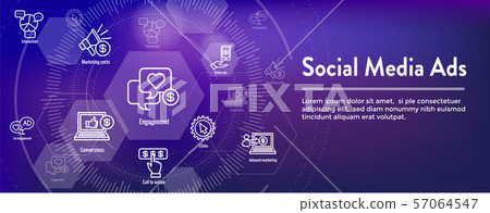 Social Media Ads Icon Set and Web Header Banner 57064547
