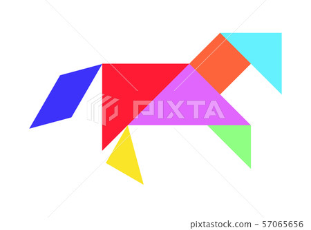 Tangram puzzle in horse shape on white background 57065656
