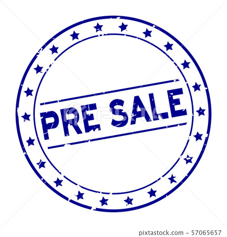 Grunge blue pre sale word with star icon stamp 57065657