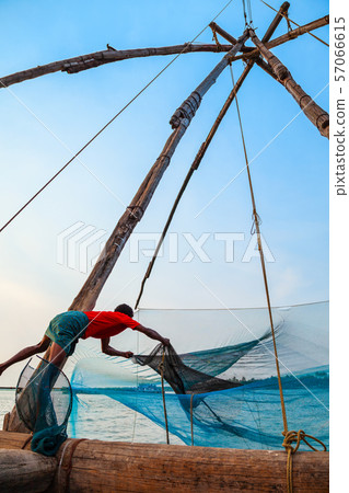 Fisherman and chinese fishing nets Fisherman and chinese fishing nets 57066615