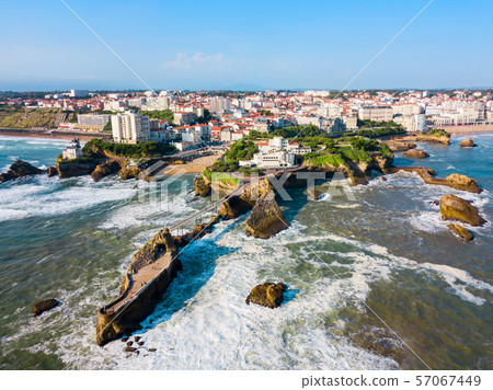 Biarritz aerial panoramic view, France 57067449