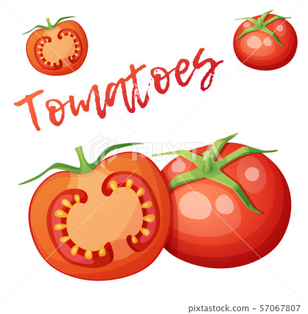 Whole and half of tomato vegetable 57067807