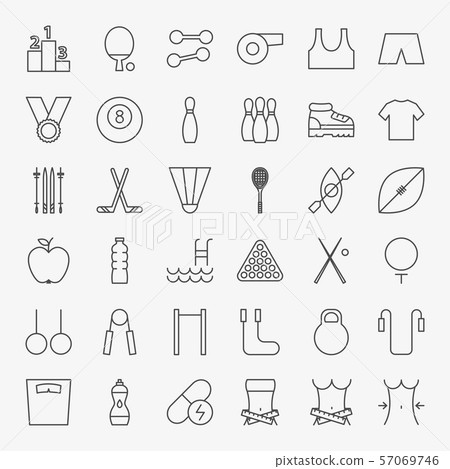 Sport Fitness Line Icons Set - Stock Illustration [57069746] - PIXTA