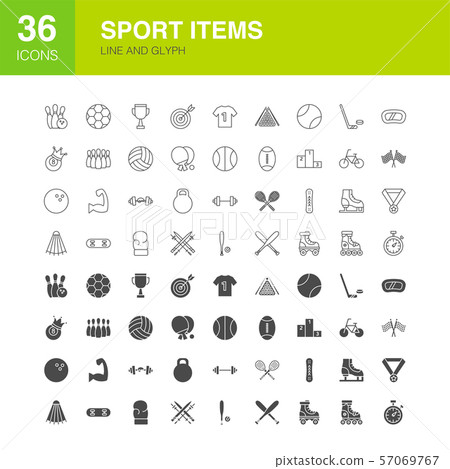 Sport Items Line Web Glyph Icons 57069767